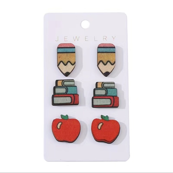 Jewelry - Teacher, Back to School Earrings - 3 pairs